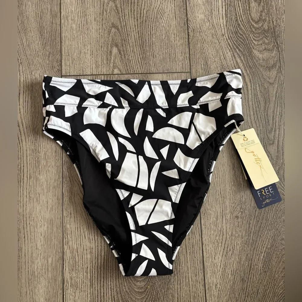 Gottex Black and White Geometric Bikini Bottom